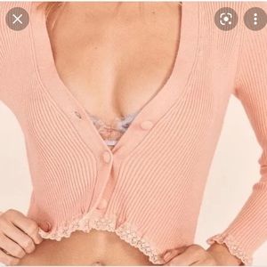 For Love & Lemons • Cropped Nina Cardigan in Peach
